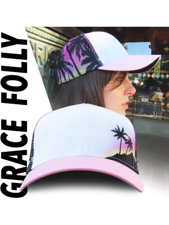 〽️Women Tree Palm Pink Snapback Baseball Cap Beach Trucker Accessories Hats main image 4